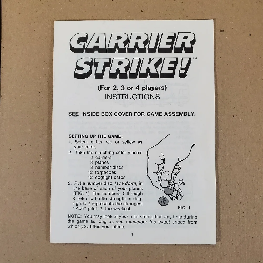 Carrier Strike! 1977 Board Game Milton Bradley Incomplete Vintage